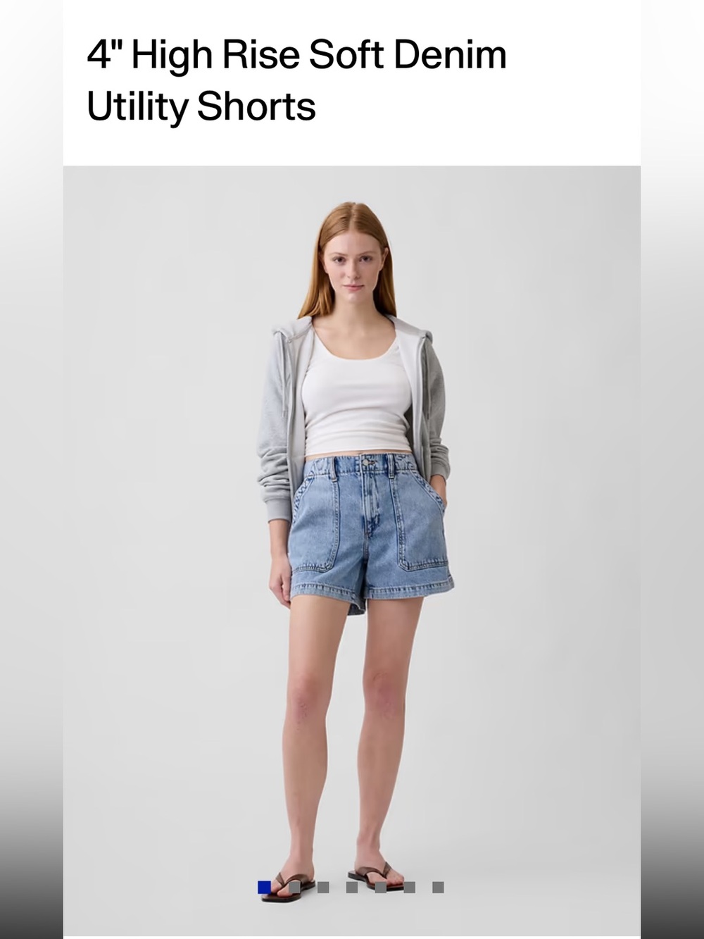 Gap 4" High Rise Soft Denim Utility Shorts